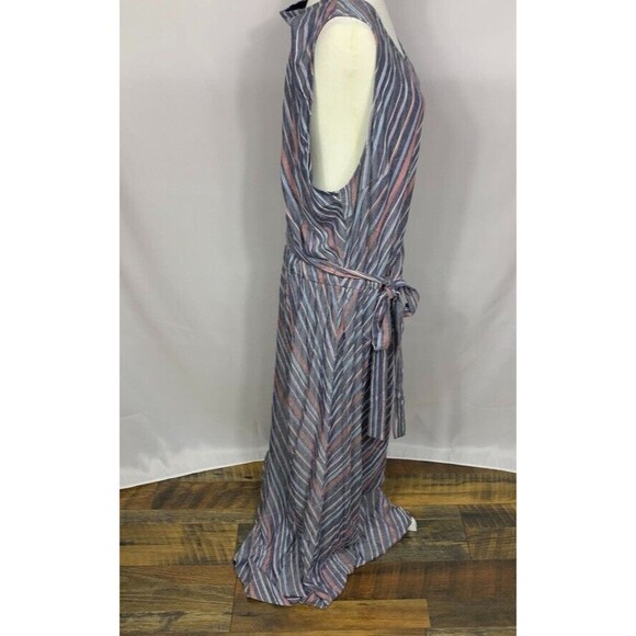 Lane Bryant Womens Dress 22 Gray Multicolor Striped Sleeveless Maxi Belted Grey - Picture 6 of 11